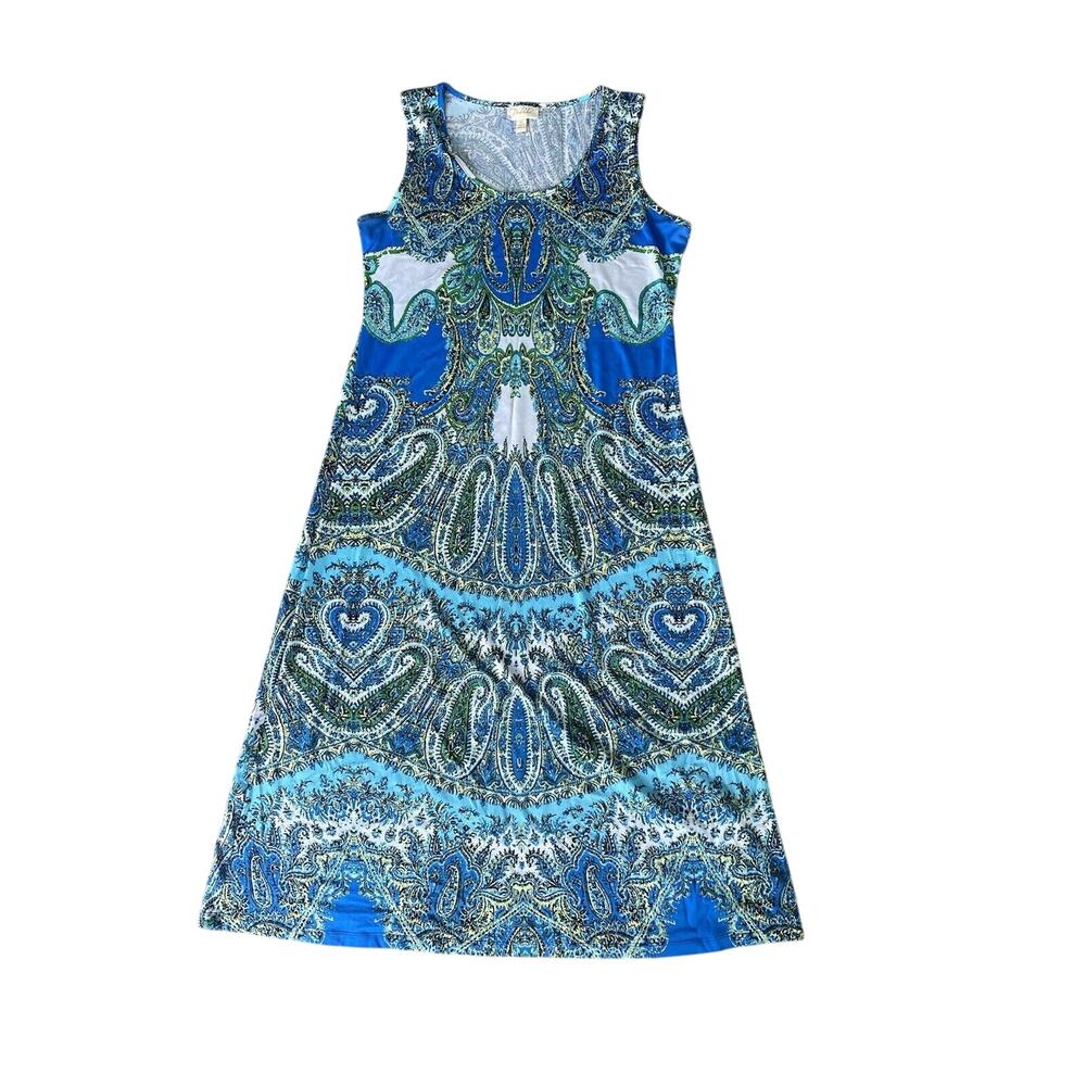 PRELUDE Multicolored Paisley Print Sleeveless A-Line Stretch Maxi Dress Size XL
